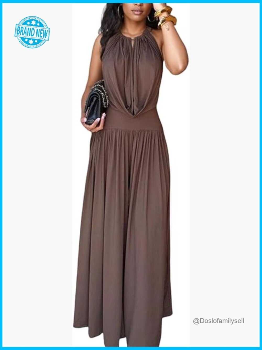 Women's 2 Piece Pant Sets Outfits Ruched Backless Halter Tops Wide Leg Palazzo